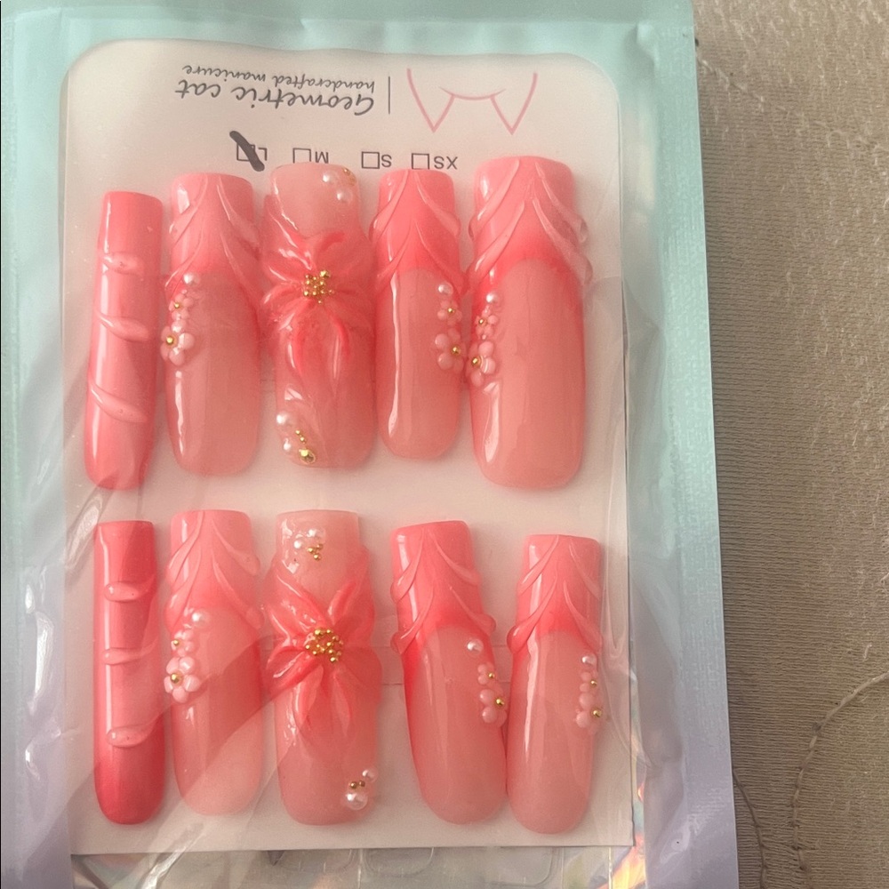 Acrylic Pink Press-On Nails